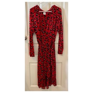 NEW Cabi Siren Red/Black Leopard Wrap Dress, Large
